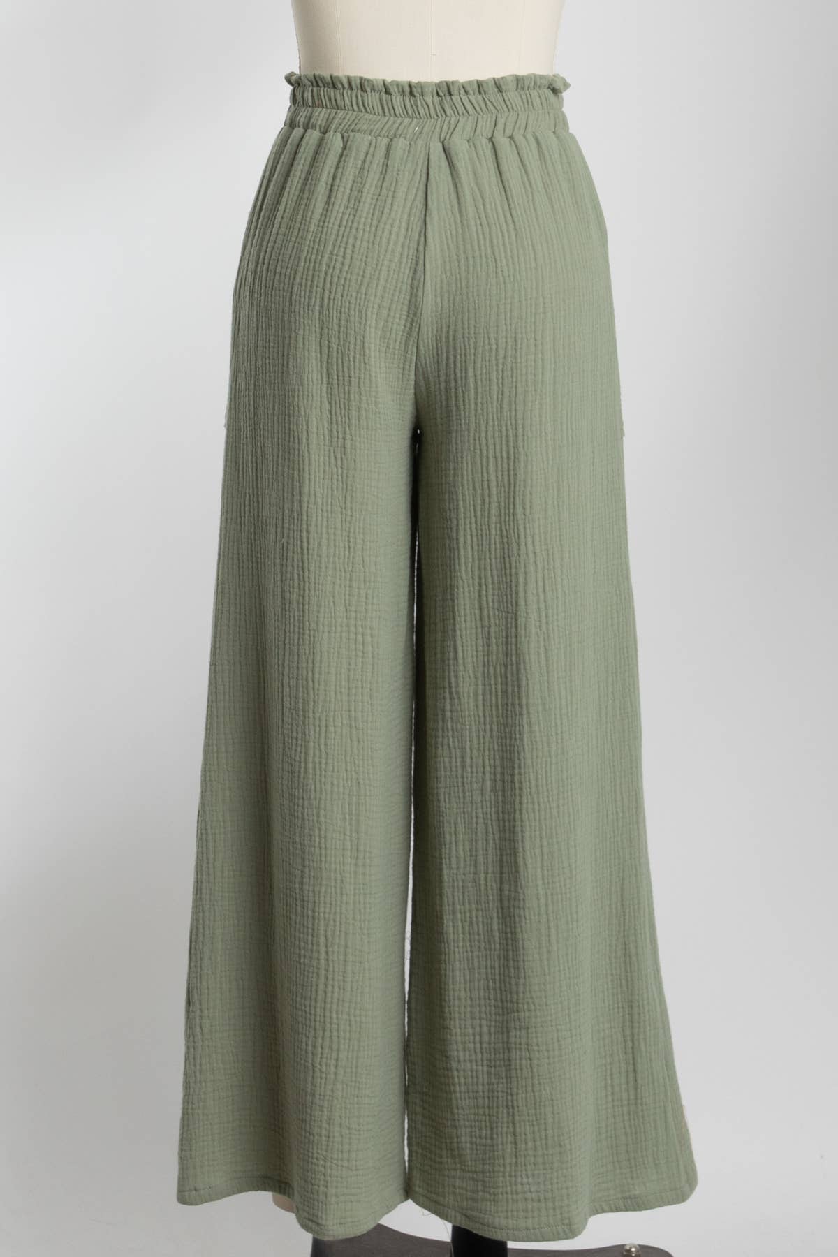 Cotton Double Gauze Wide Leg Pants - NP70326A: LT Olive