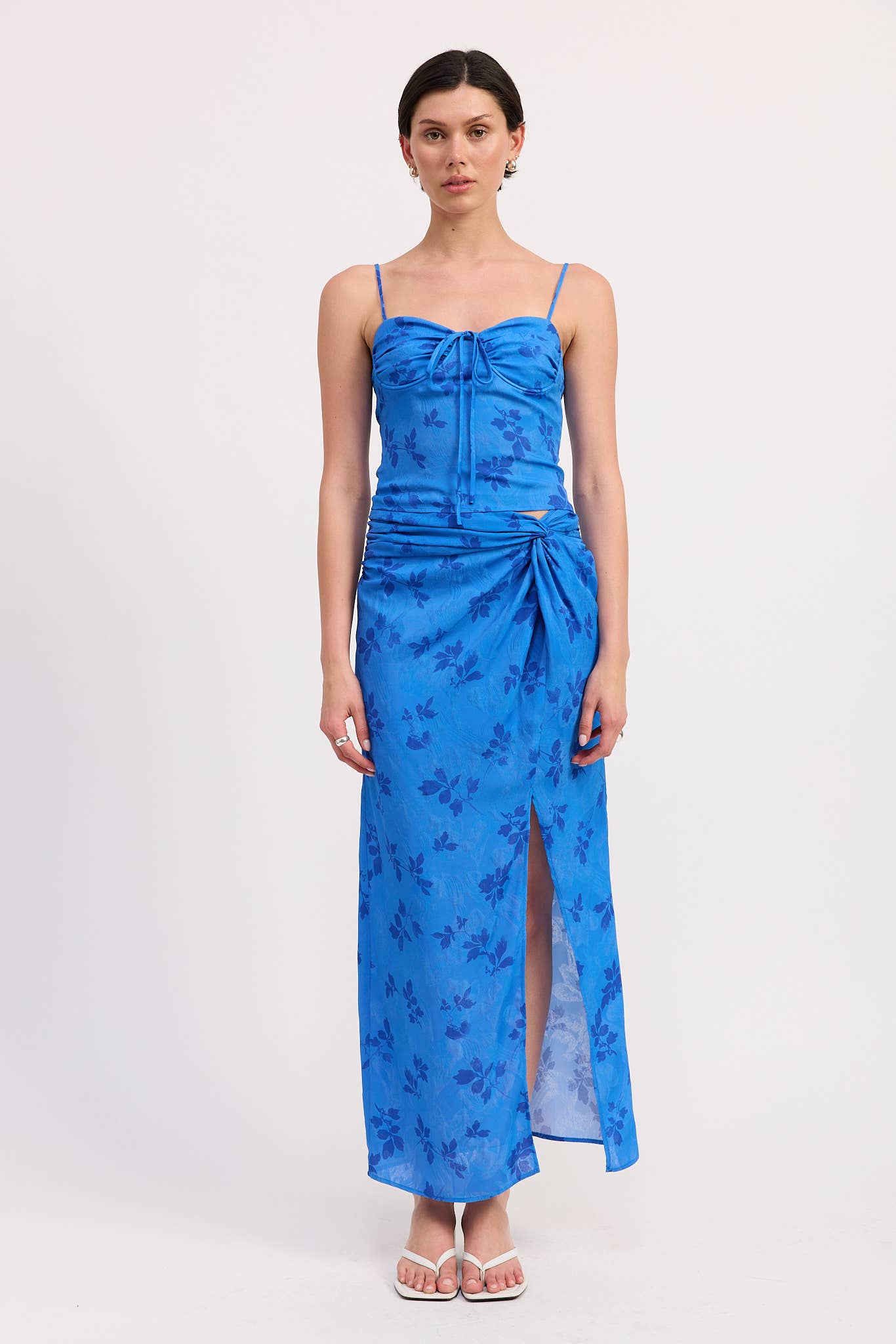 FLORAL WRAPPED SARONG SKIRT: BLUE FLORAL / IPG2815S