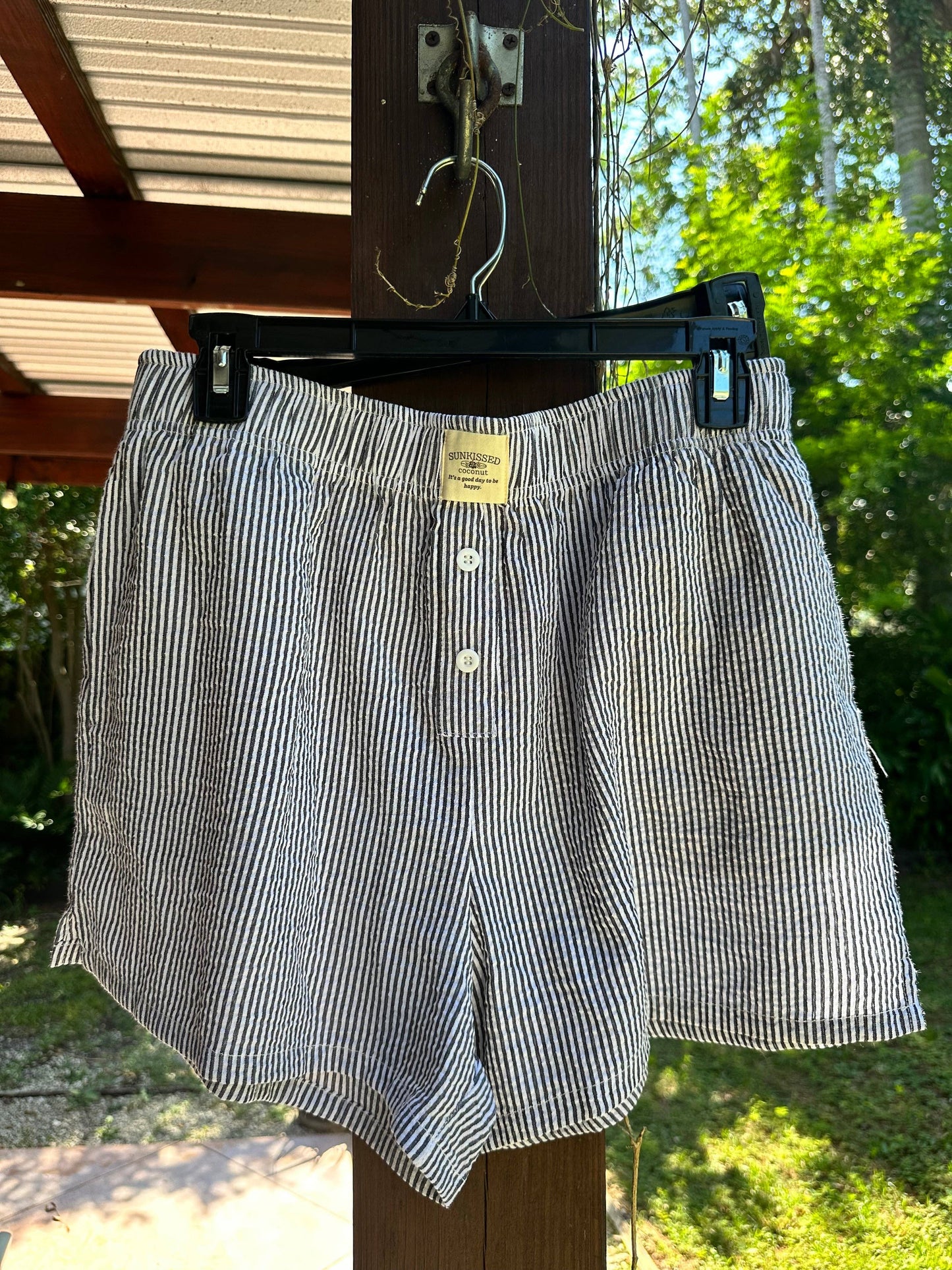 Everyday Boxer Shorts: Black Seersucker