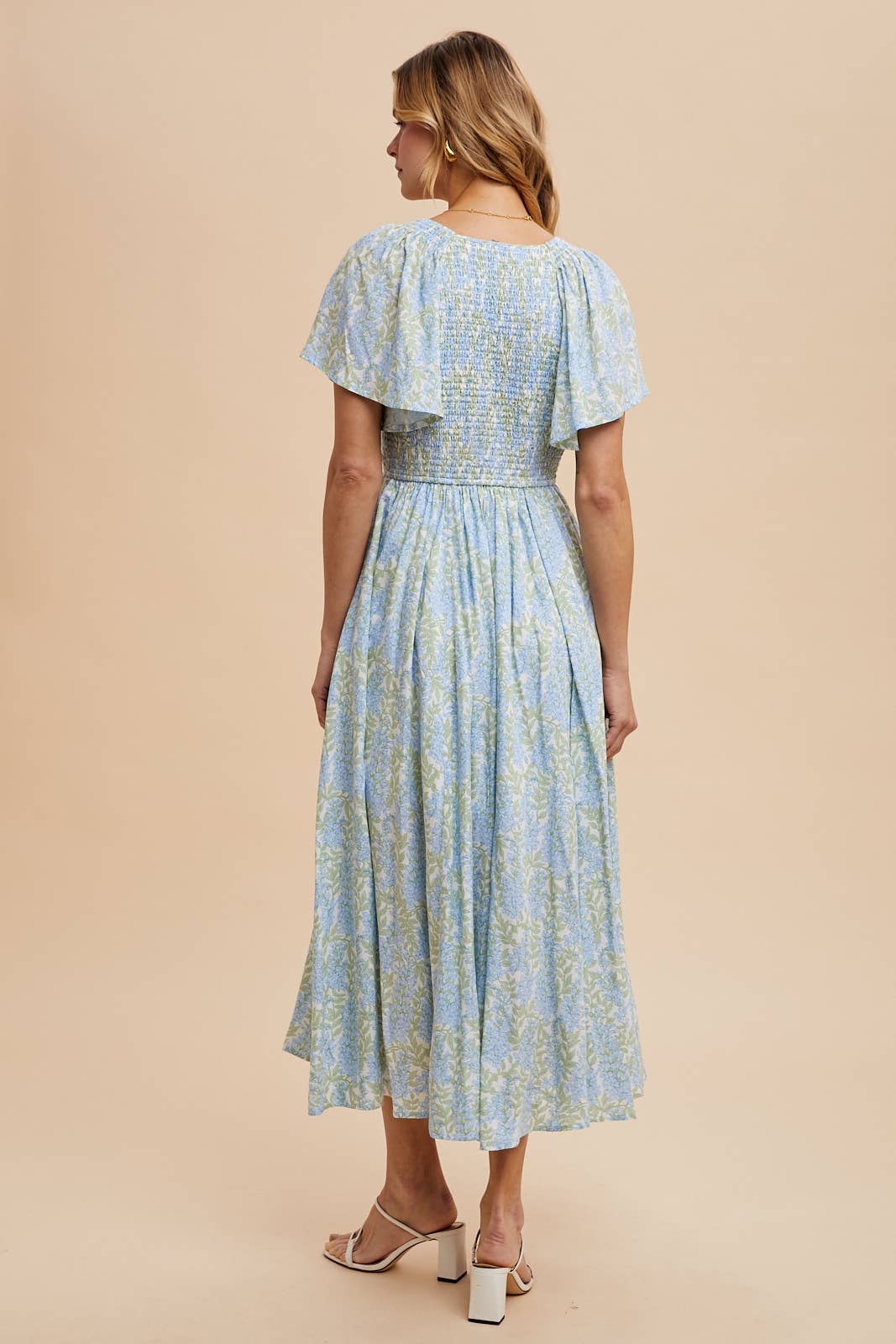 SMOCKED WAIST BUTTON DOWN MAXI: FERN / ILD5844-C