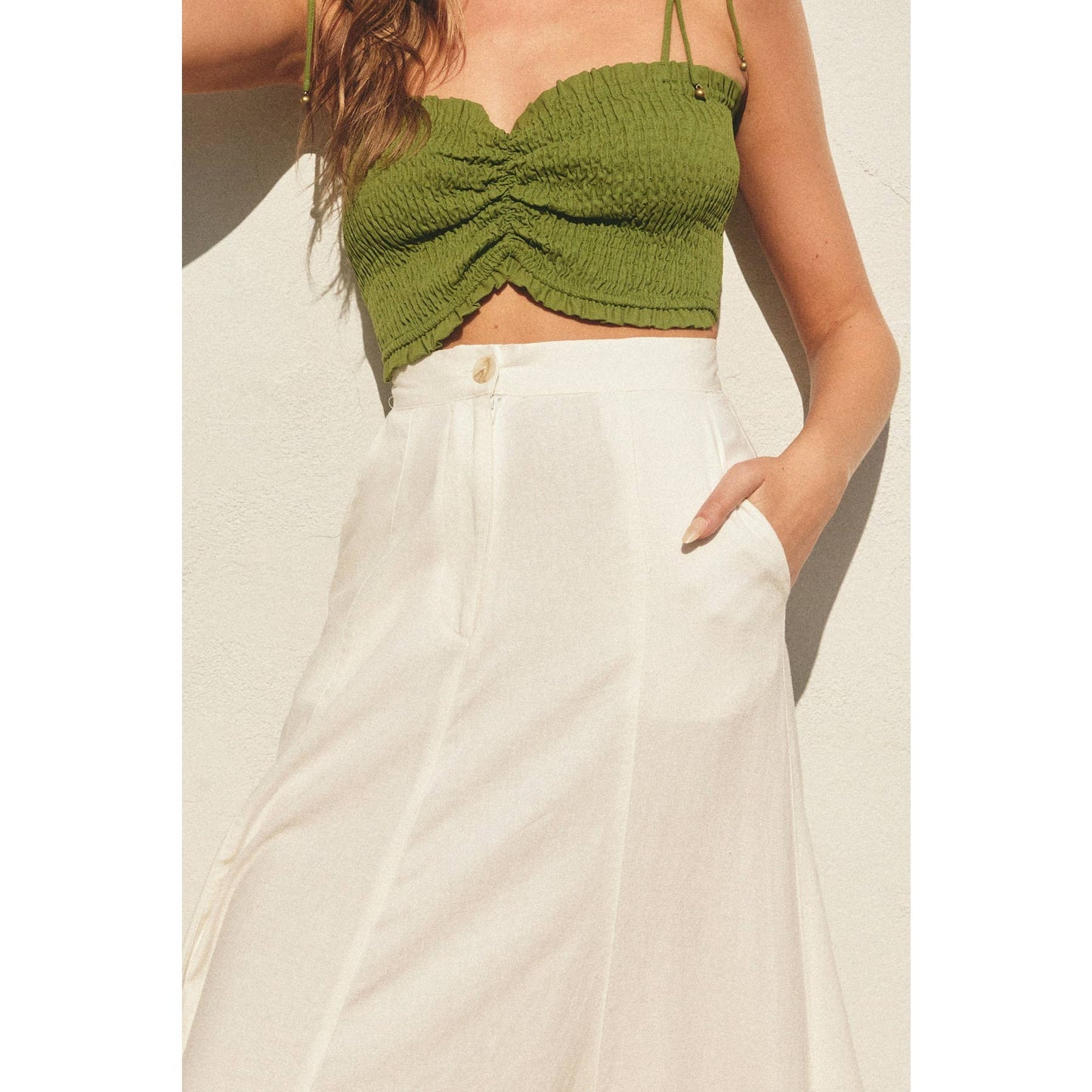FS11499-P1465 Cotton Linen Blend Maxi Skirt: OATMEAL