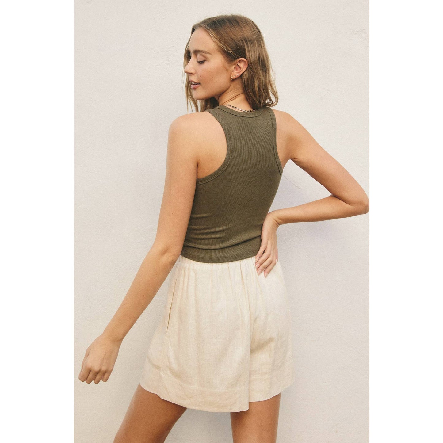 FT10597-P1364_2 Ribbed Racerback Tank Top: OLIVE