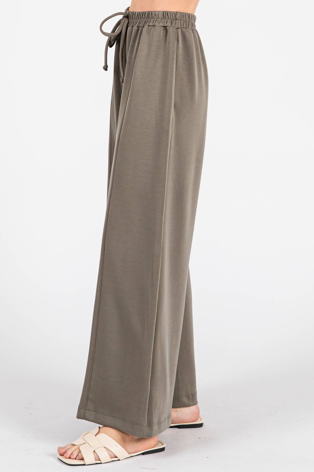 Modal Jersey Wide Leg Pants - NP70337: Stone
