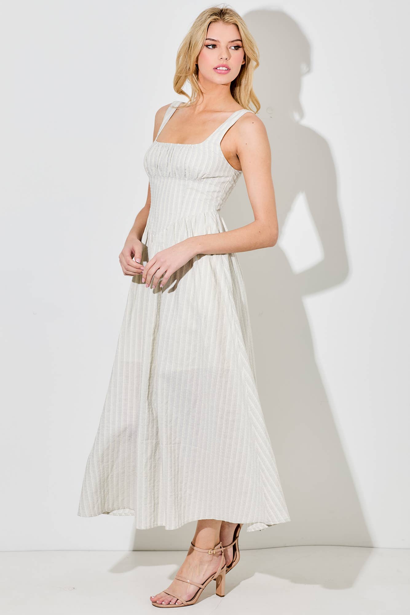 STRIPE MIDI DRESS: BLACK / BD5992