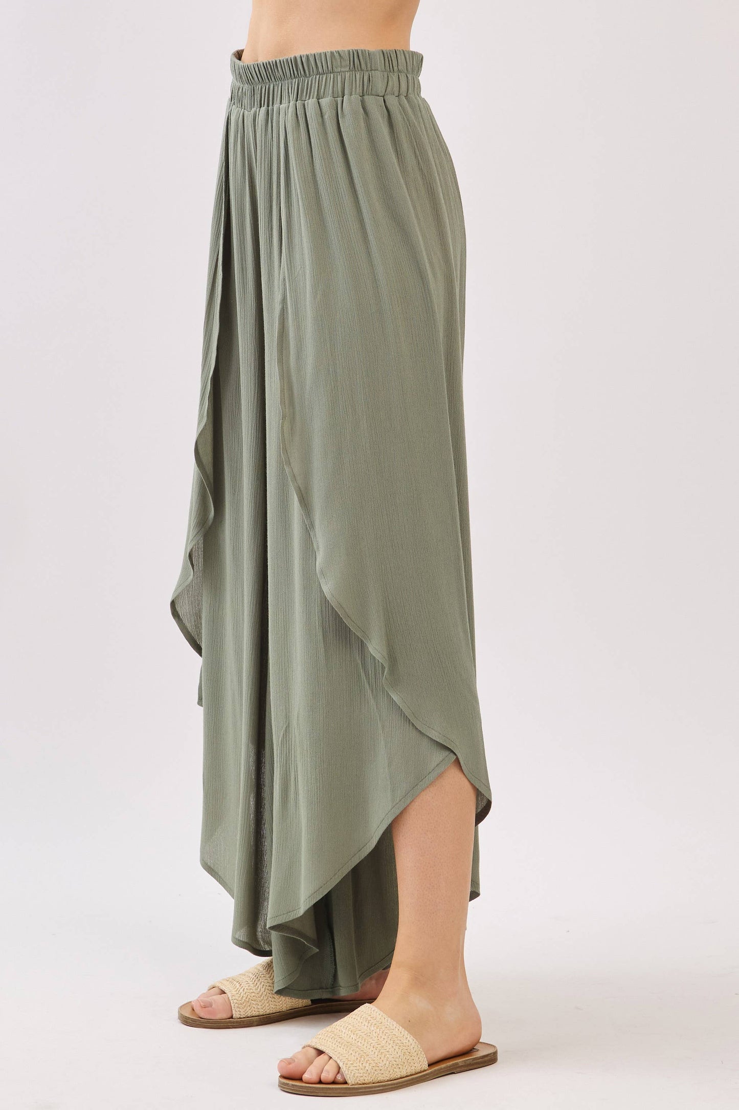 Overlap Detail Wide Leg Pants - NP70175: Vintage Denim