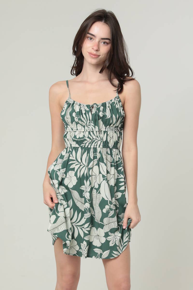 C4F47-A920 ELASTIC WAIST PRINTED SUNDRESS: