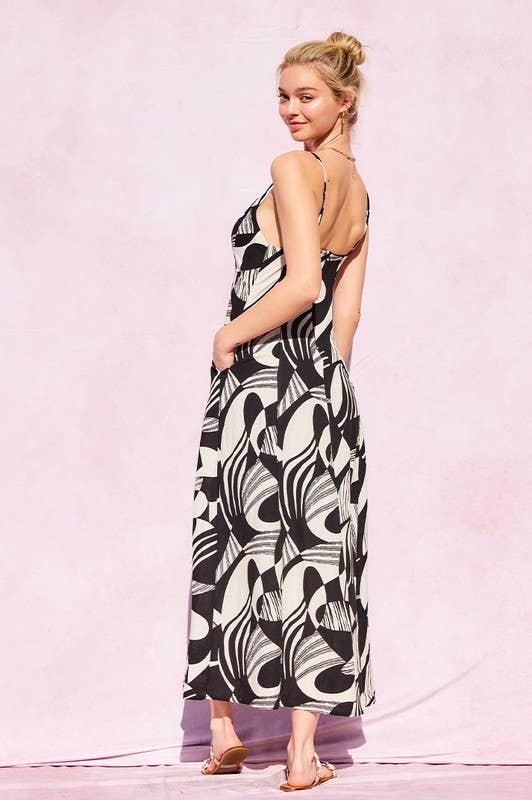 Printed Maxi Dress: Black/Cream / IM8515