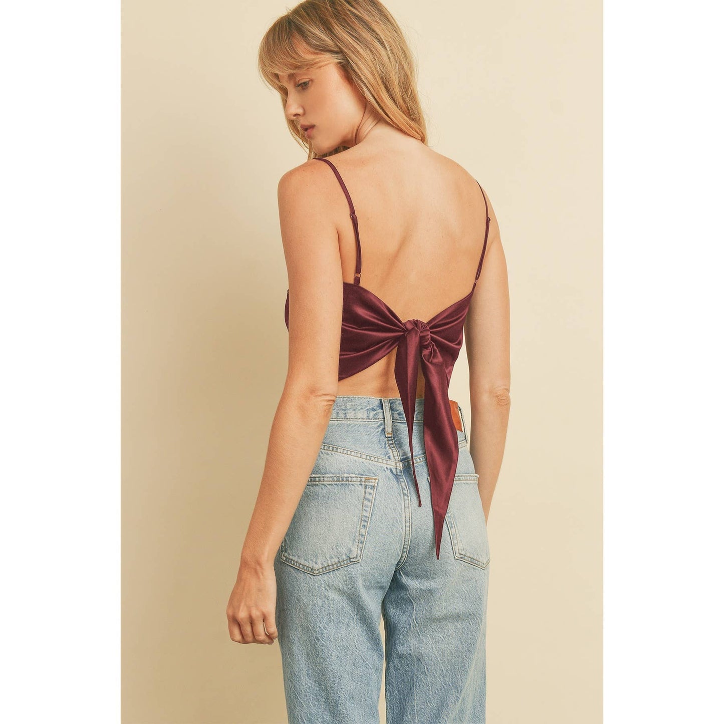 Ft9840 Satin Tie Back Cami Top: DRIED MAUVE
