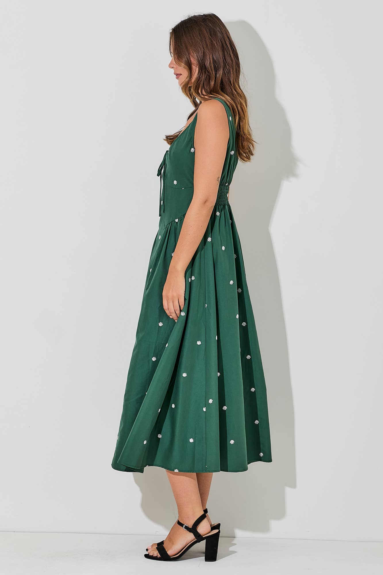 ROSE MIDI DRESS: DARK GREEN / BD5797