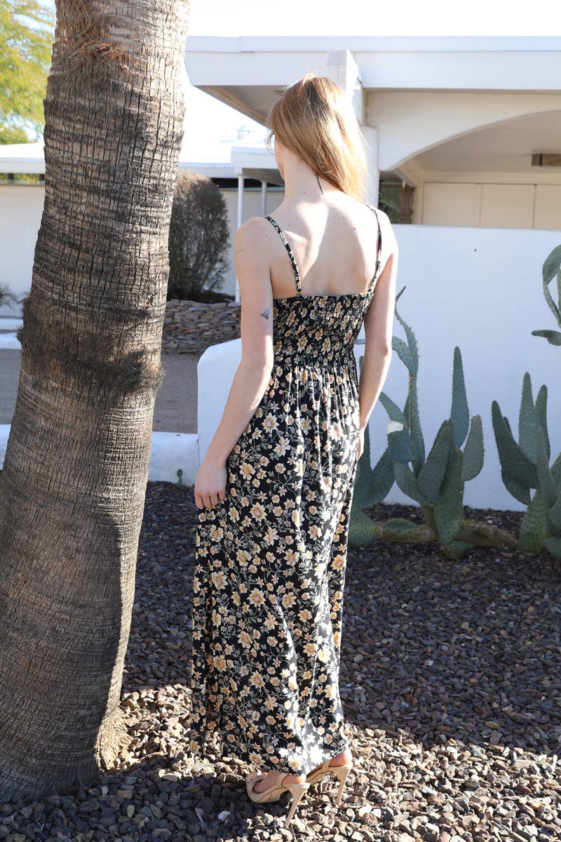 F4B48-W917 V NECK TWIST FRONT CUT OUT MAXI DRESS