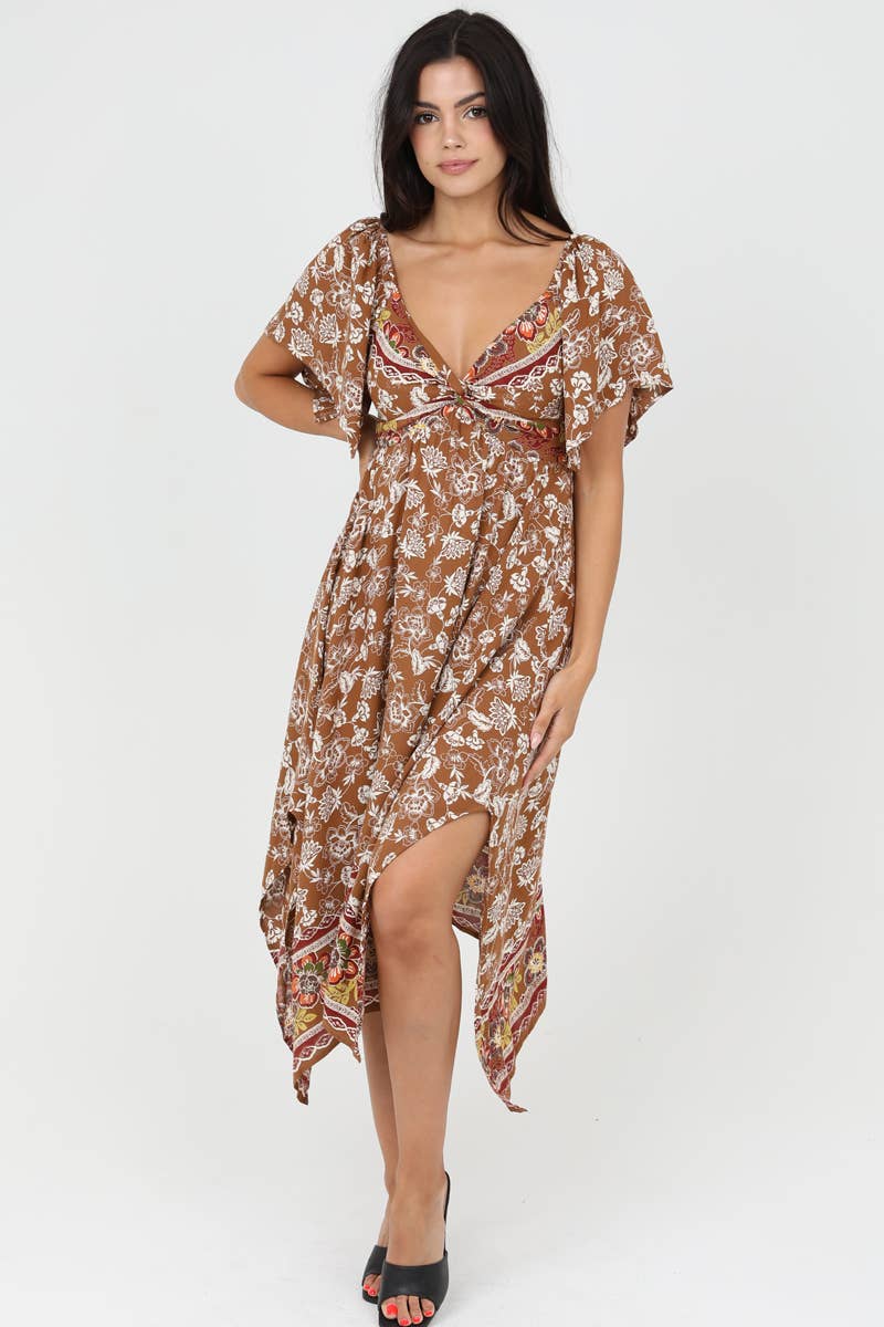 F4K43-FR12 TWIST FRONT HANKY HEM DRESS: F4K43-FR12