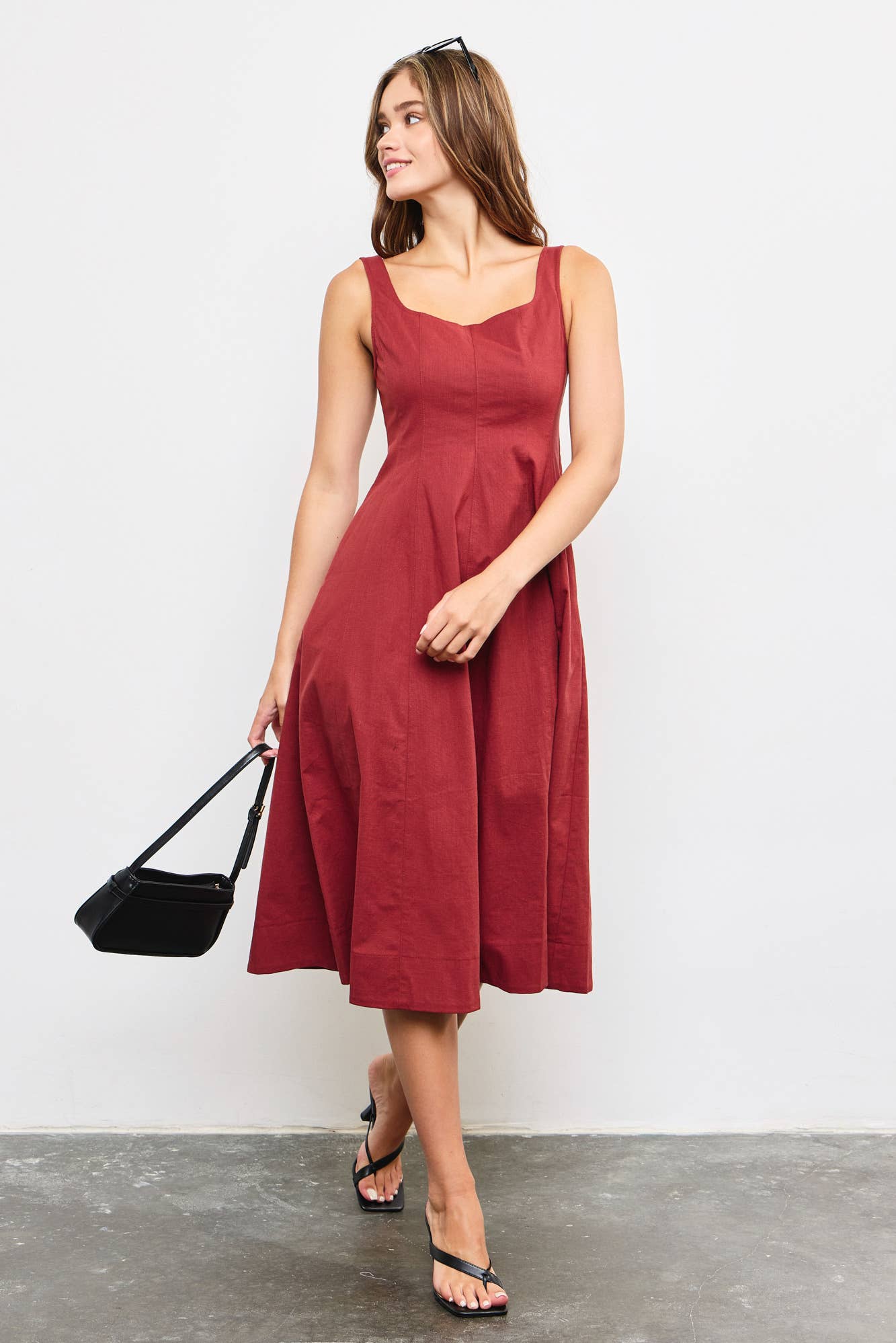 MAXI A-LINE DRESS: Black / S23952