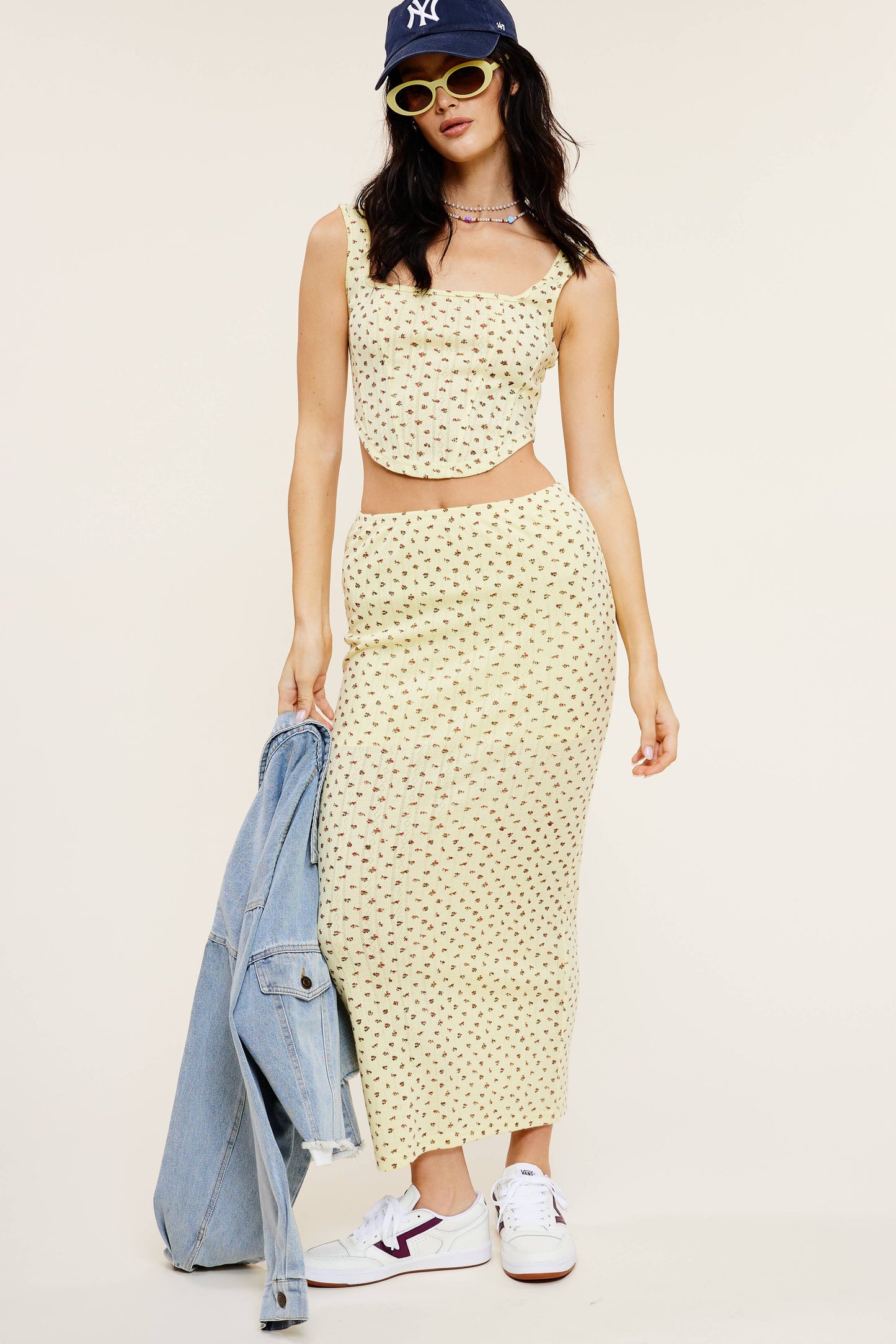 💖Only Skirt💖 MS8067 FLORAL PRINT Ivory