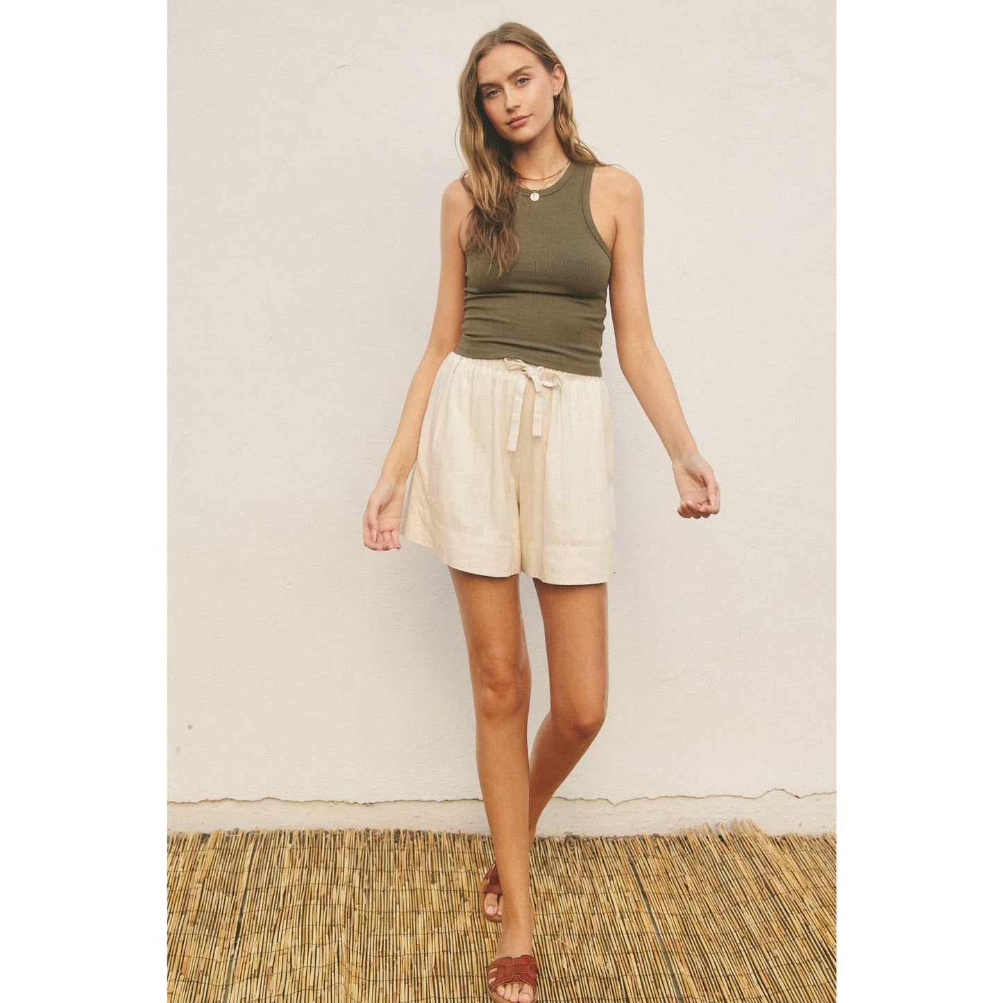 FT10597-P1364_2 Ribbed Racerback Tank Top: OLIVE
