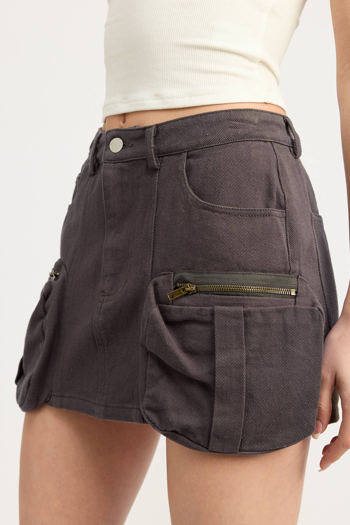 Imk9791-s CARGO MINI SKIRT: CHARCOAL