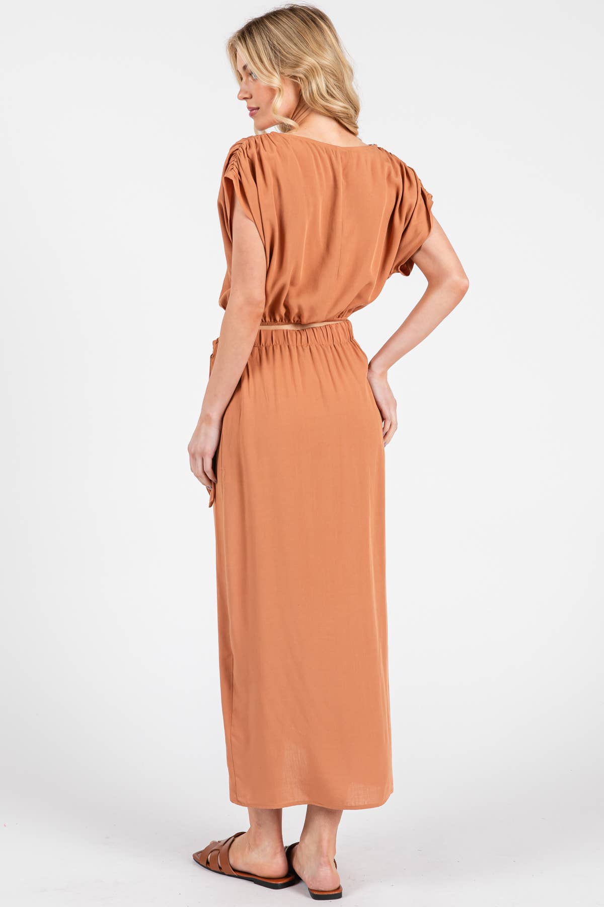 Wrap Midi Skirt With Side Tie - NS80148A: Sage Green