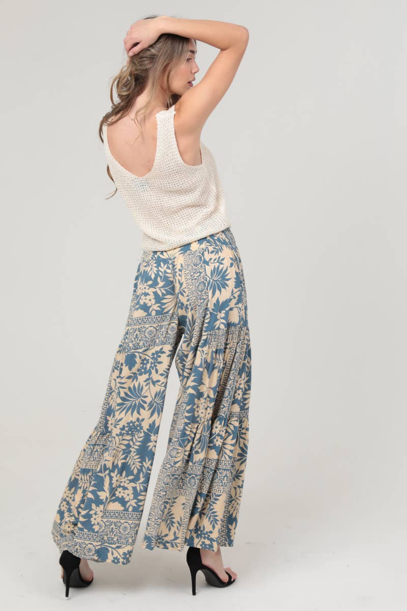 B3690-A906 PRINTED WIDE LEG PANTS