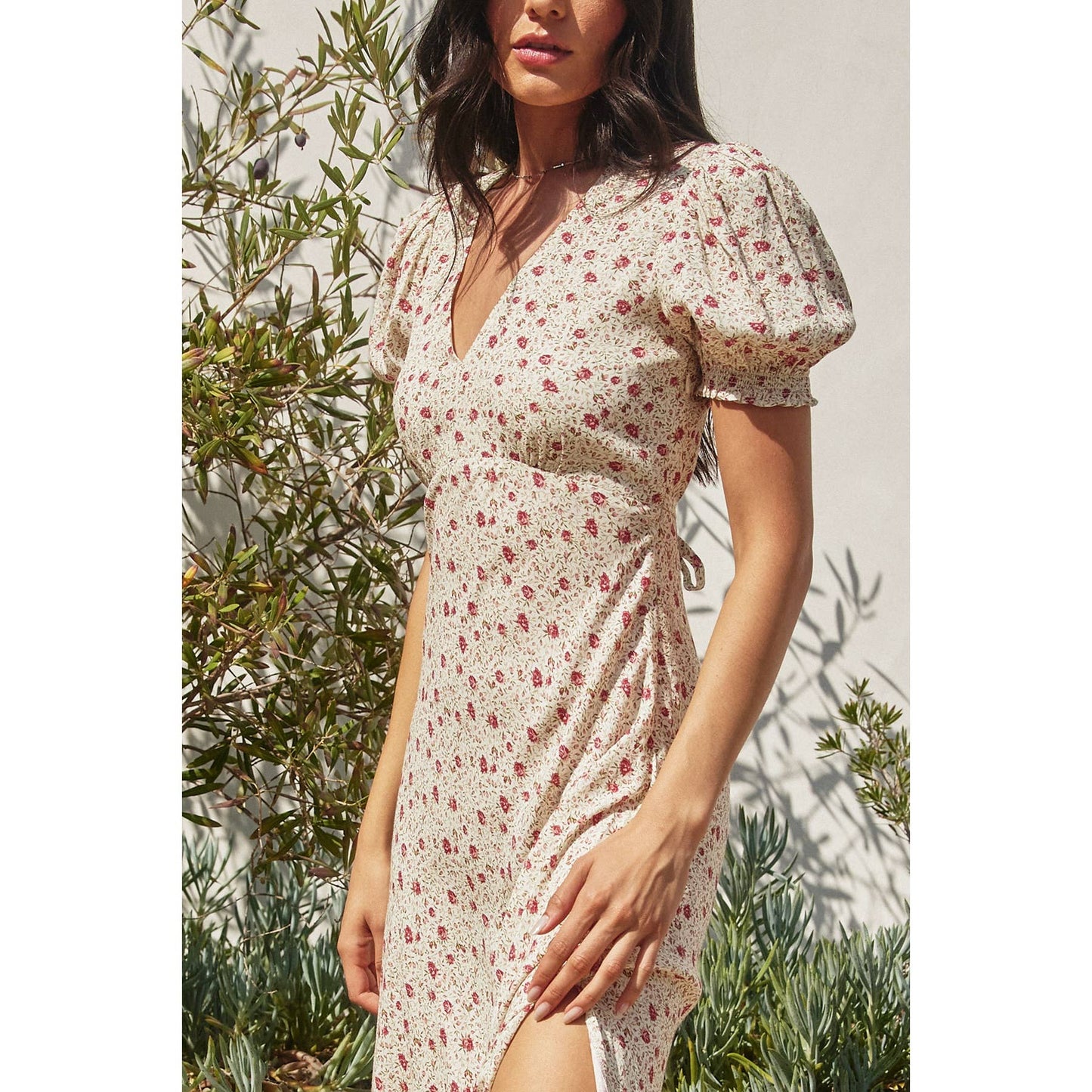 Ditsy Roses Surplice Babydoll Maxi Dress: ROSIE ROSE / FD11909-CP425