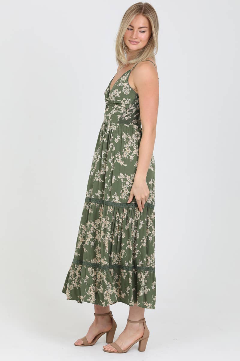 F4F48-W879 V NECK TWIST FRONT CUT OUT MAXI DRESS
