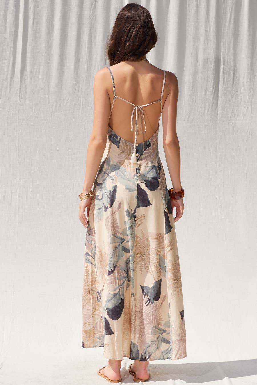 Printed Open Back Maxi Dress: D3154k