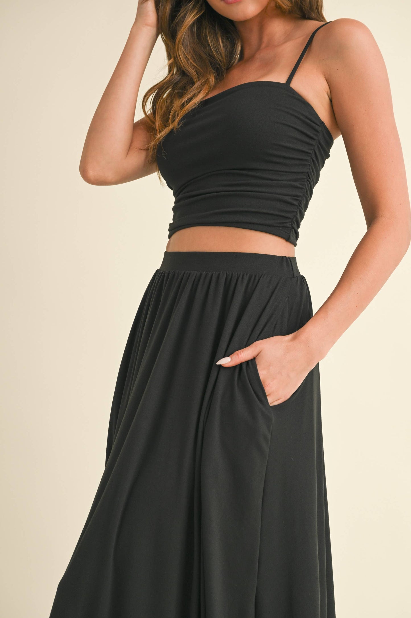 💖Only Skirt 💖ST5710 SLEEVELESS CROP TOP WITH BALLOON MAXI SKIRT