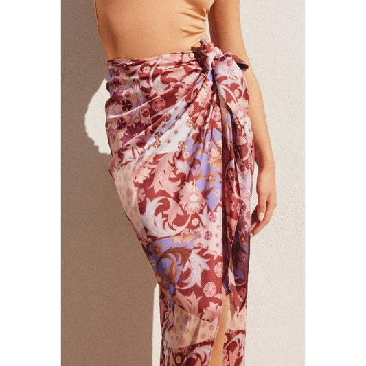 FS10007_1 Kleos Vacation Sarong Maxi Skirt: PLUM VIOLET