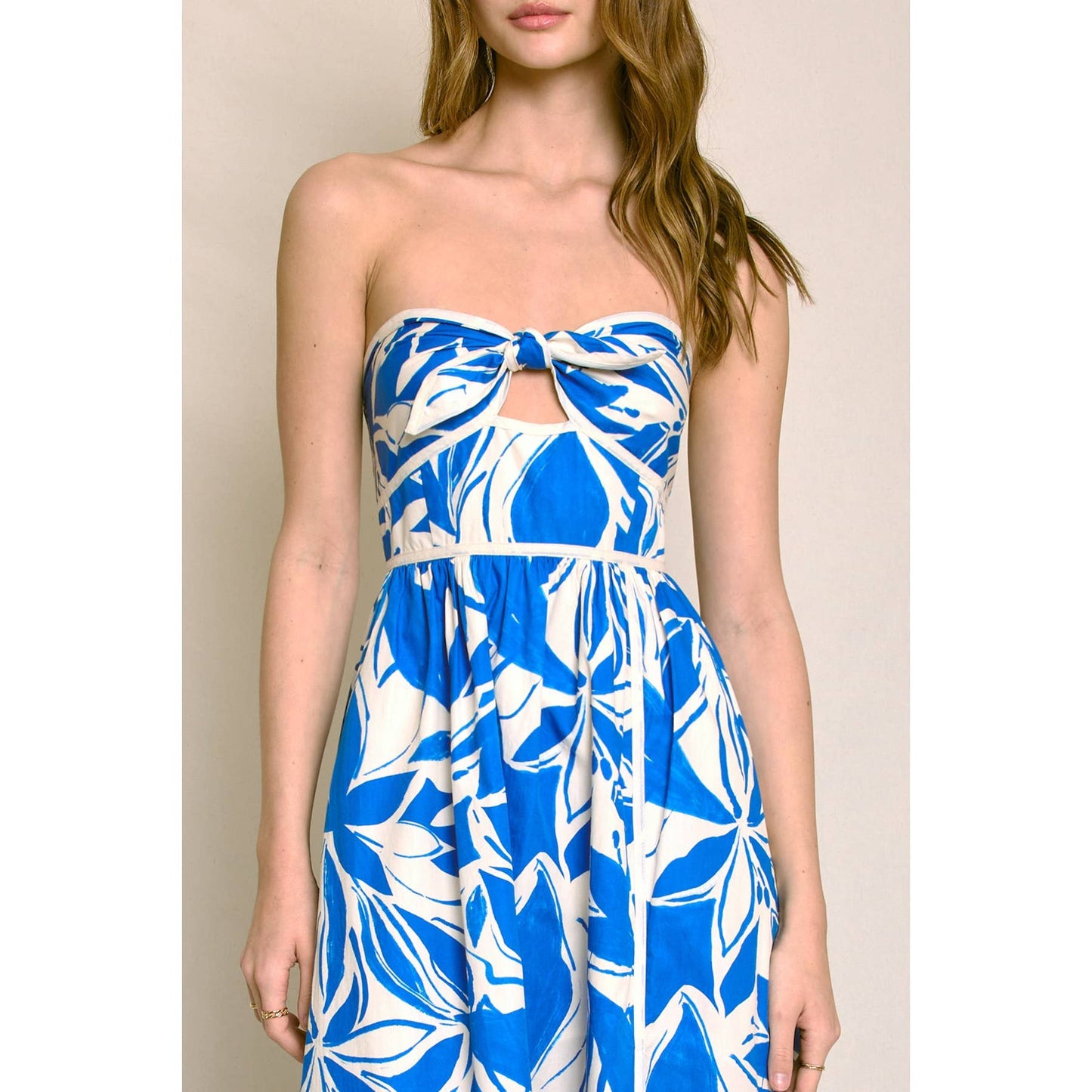 Mykonos Strapless Contrast Binding Maxi Dress: CAPRI BLUE / FD12745-P2065