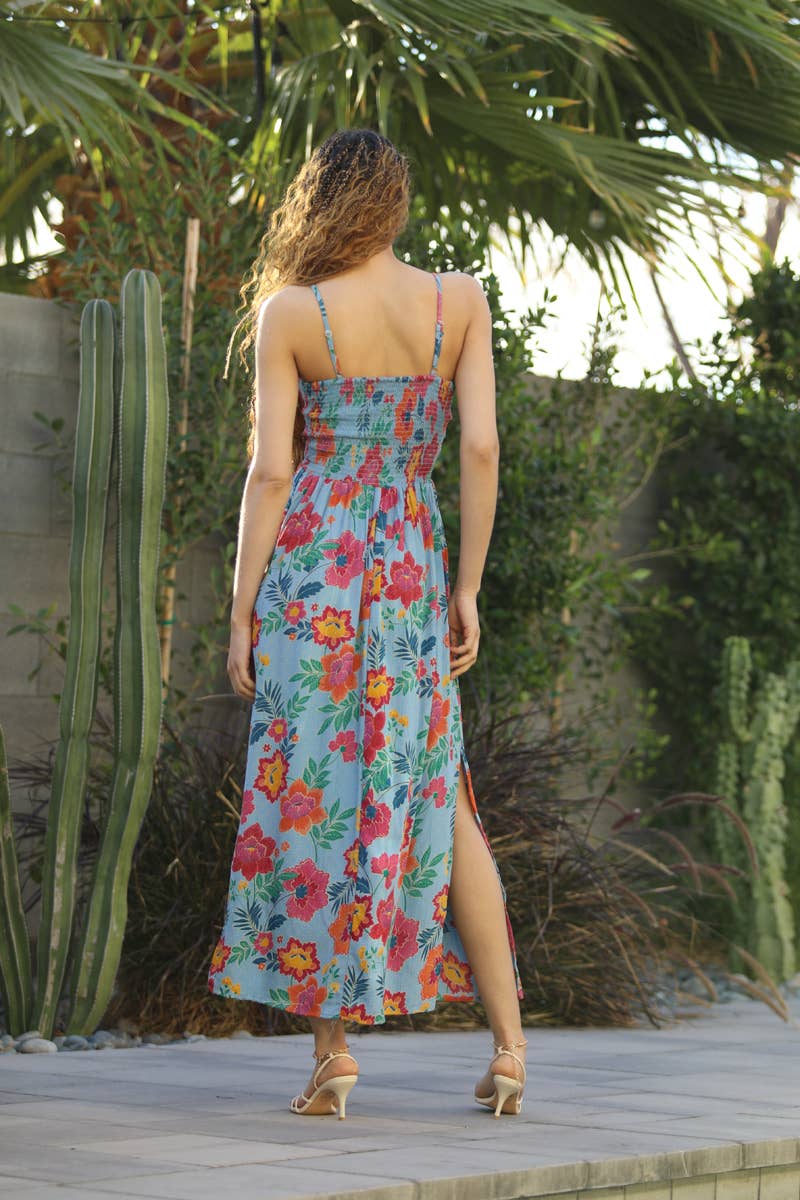 F4B48-A950 V NECK TWIST FRONT CUT OUT MAXI DRESS