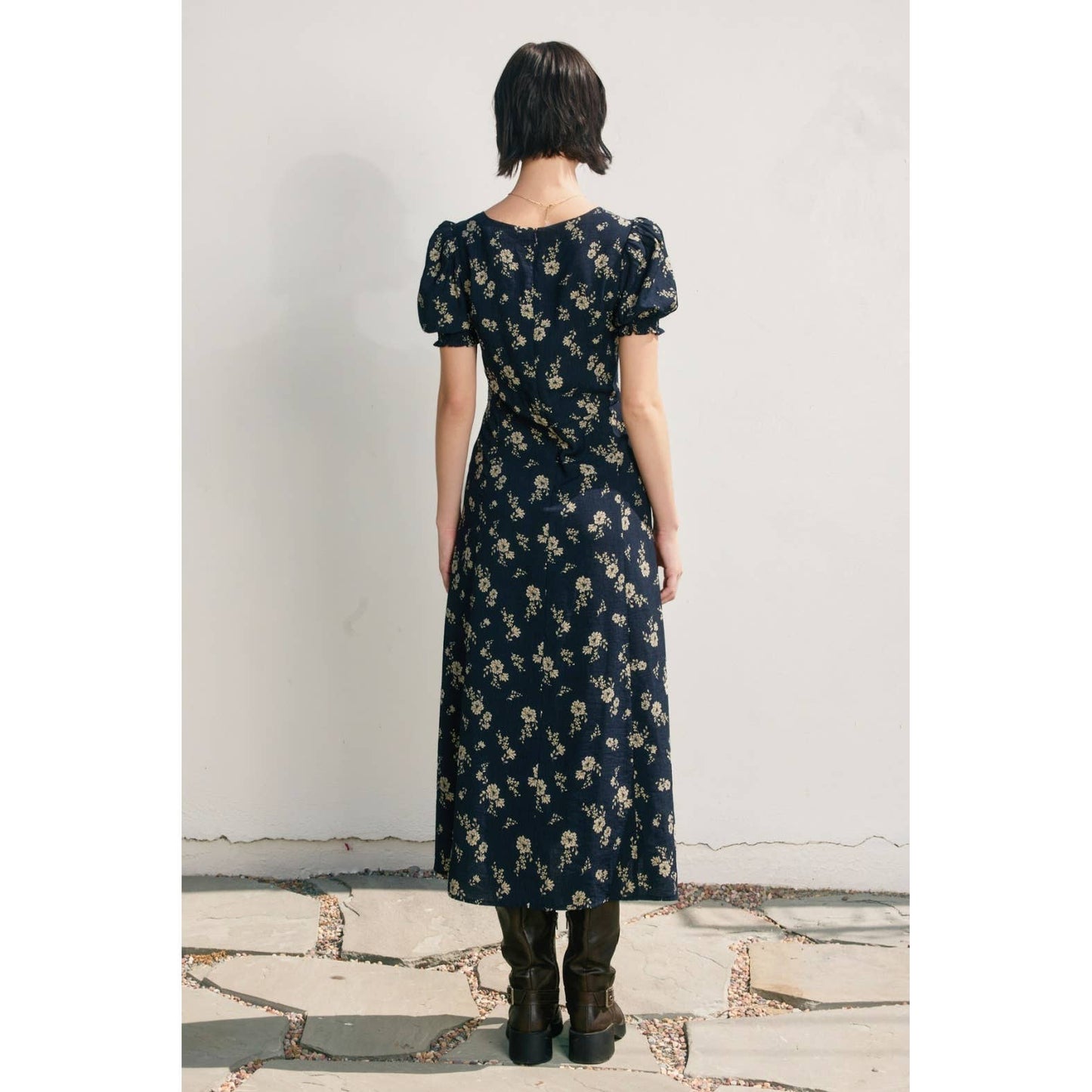 Dancing Moon Sweetheart Slit Dress: MOONLIGHT FLORAL / FD11713-P2094