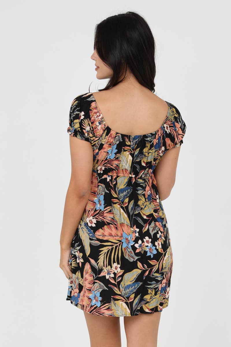 C4A28-A878 PRINTED SHORT SLEEVE SHORT DRESS