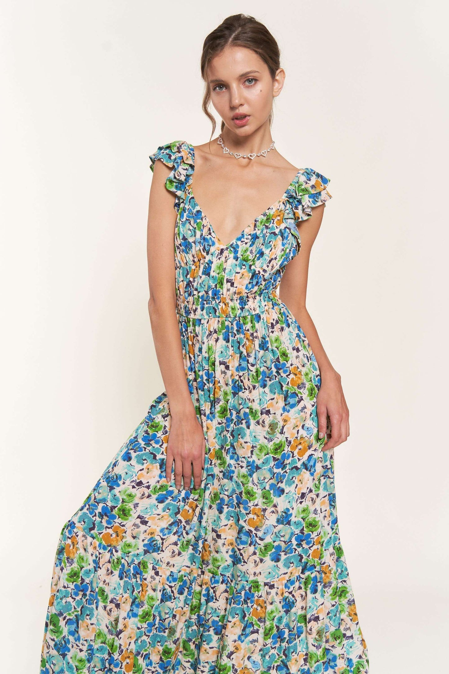 Blue Flower Midi Dress: D9742 / Blue Flower