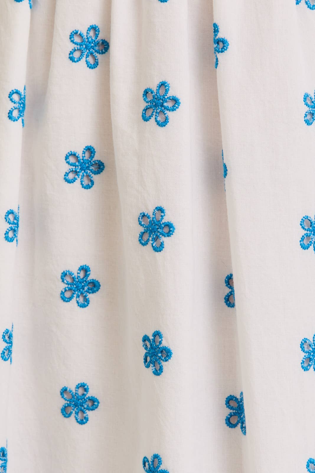 SMOCKED BABY DOLL MAXI DRESS: WHITE-BLUE FLORAL / SD3032