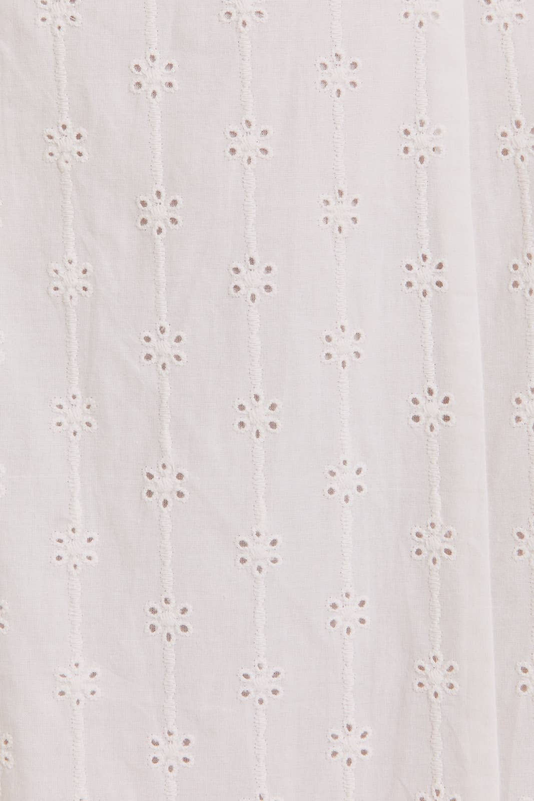 SHIRRED NECK EYELET MAXI DRESS: White