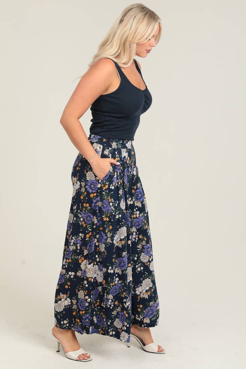 B3682-WB13 PRINTED WIDE LEG PANTS