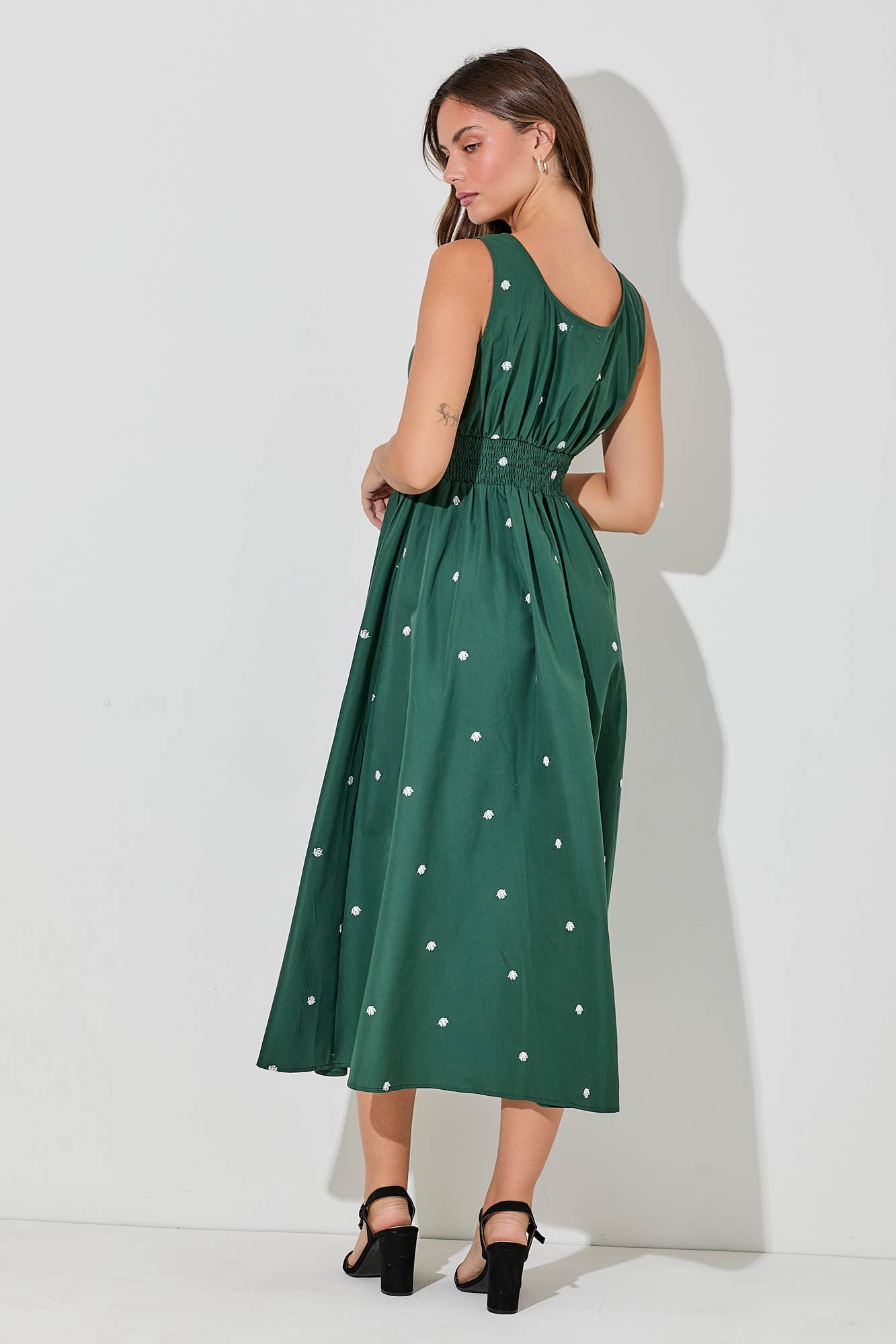 ROSE MIDI DRESS: DARK GREEN / BD5797