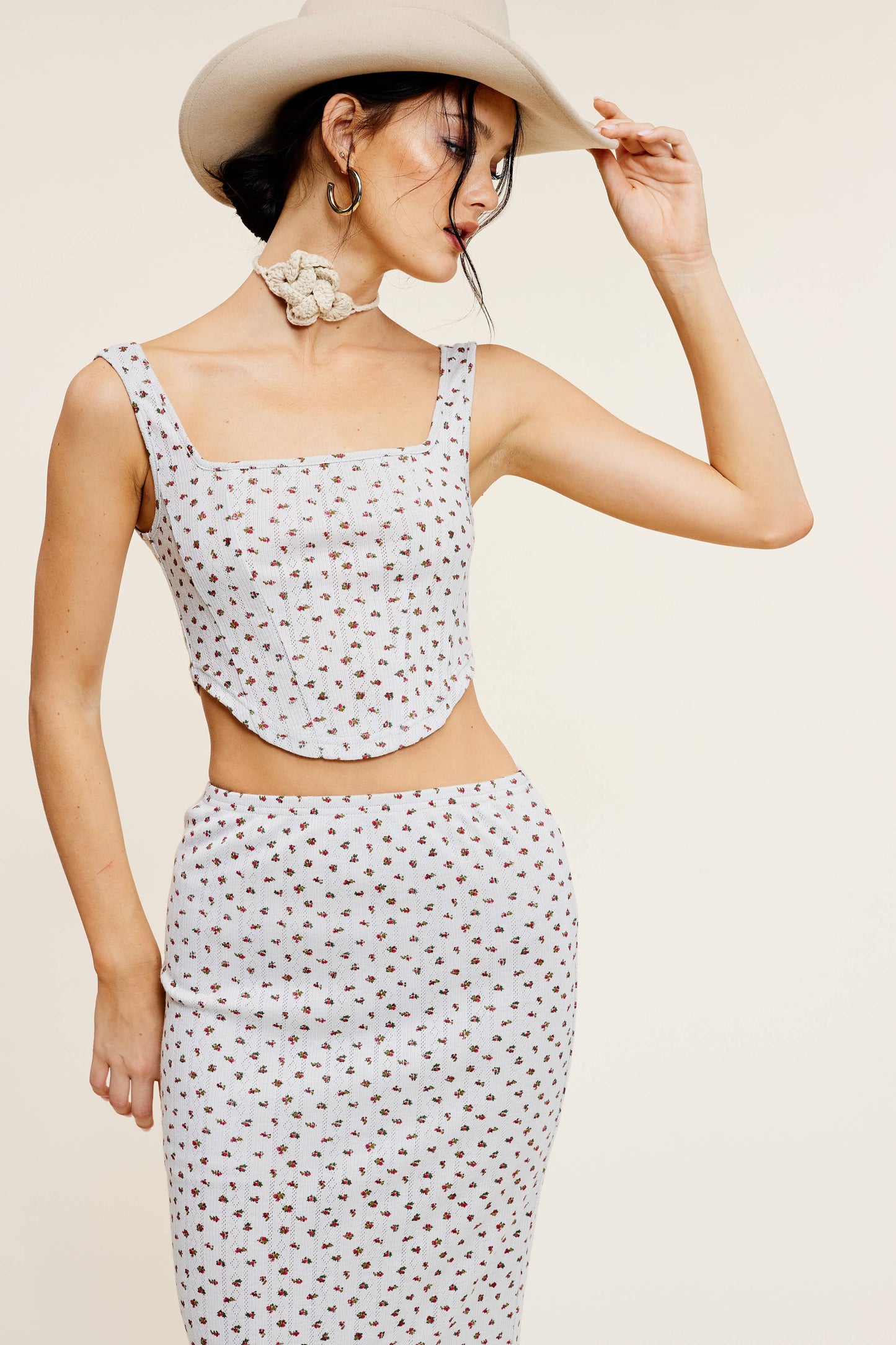 💖Only Skirt💖 MS8067 FLORAL PRINT Ivory