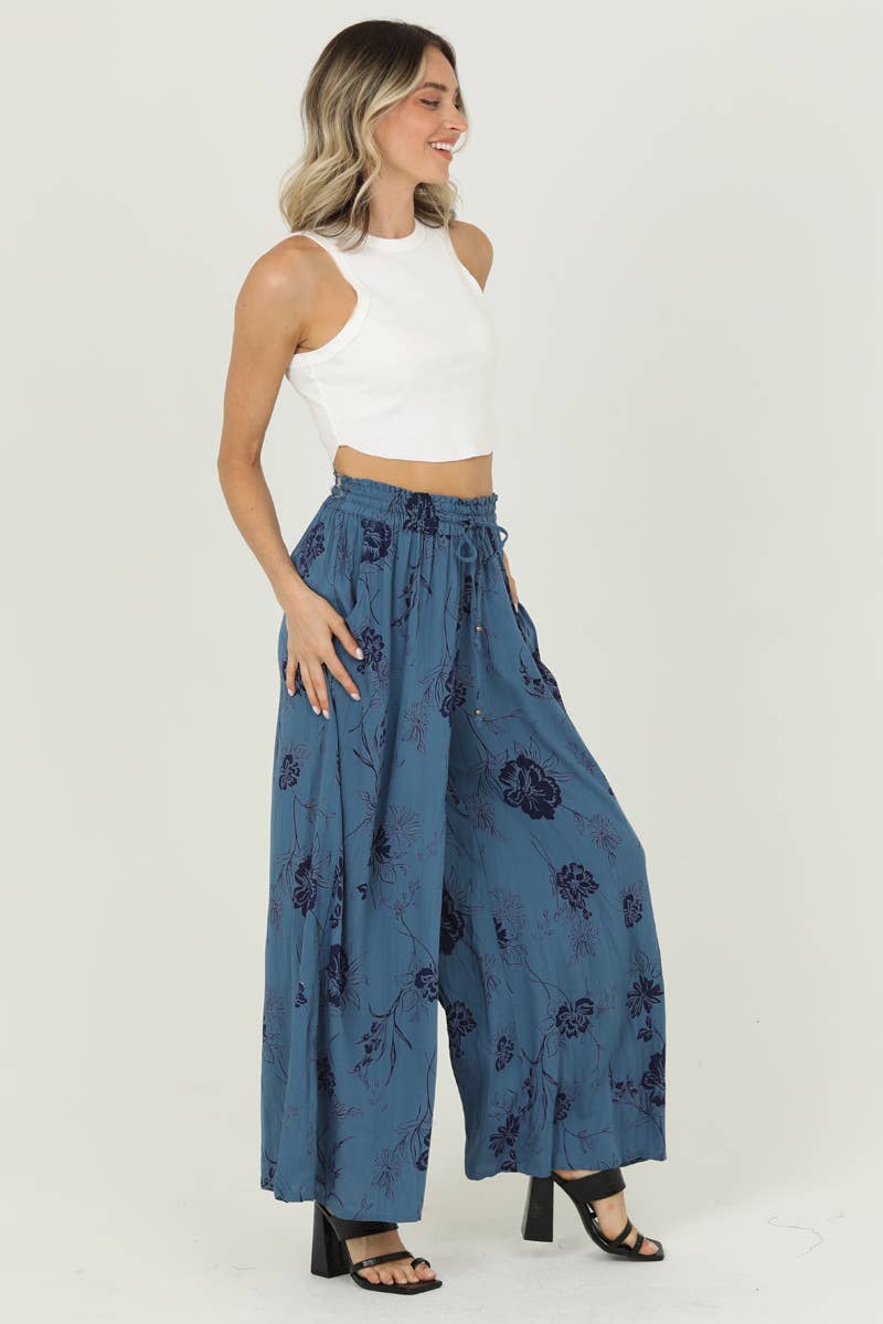 25T20-FQ70 PRINTED WIDE LEG PANTS WITH POCKETS