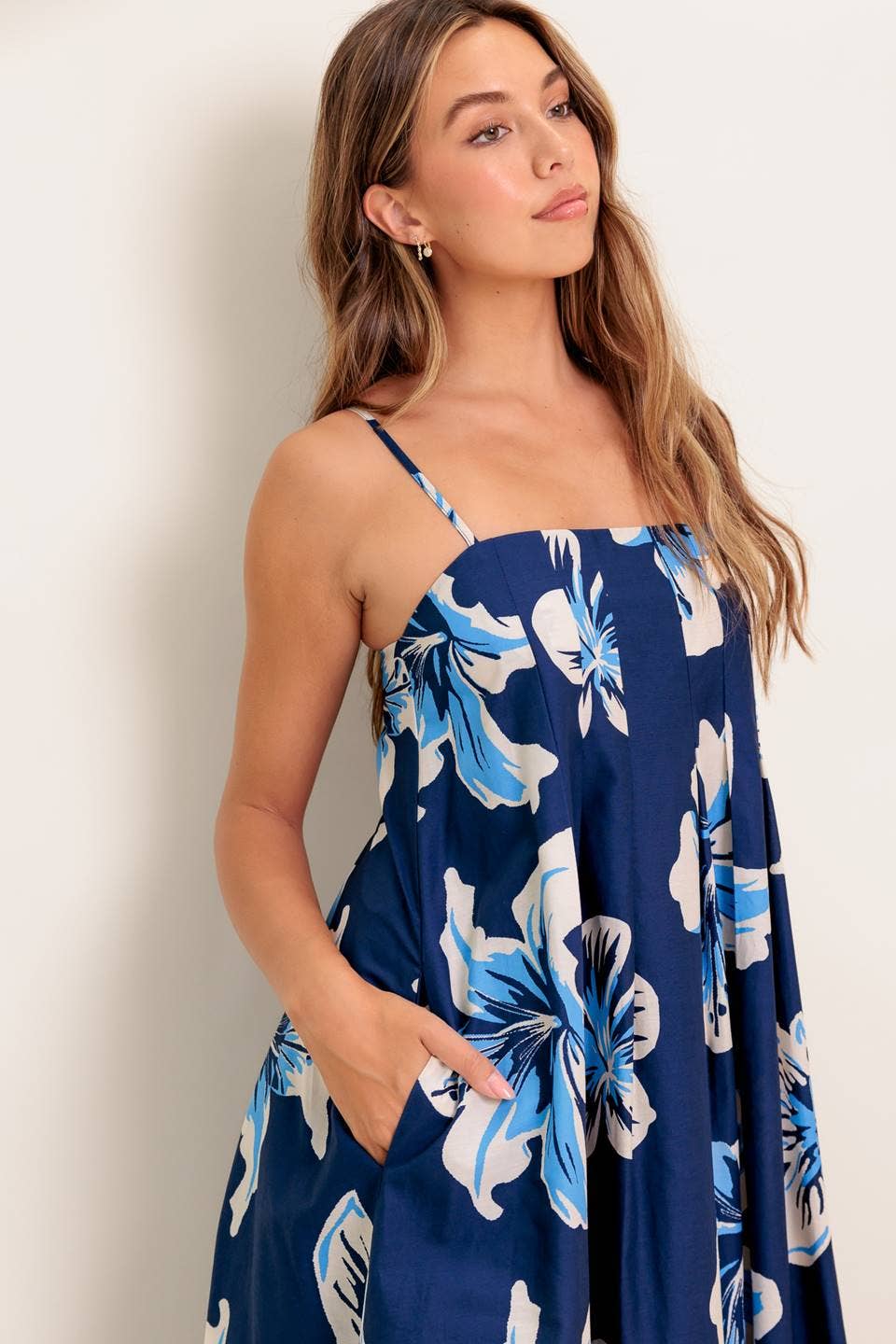 A printed woven maxi dress - ID22797: NAVY