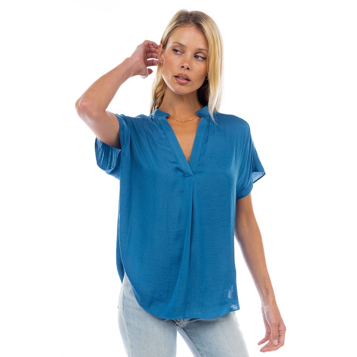 Drop Shoulder Regular Blouse: Navy / OB112897