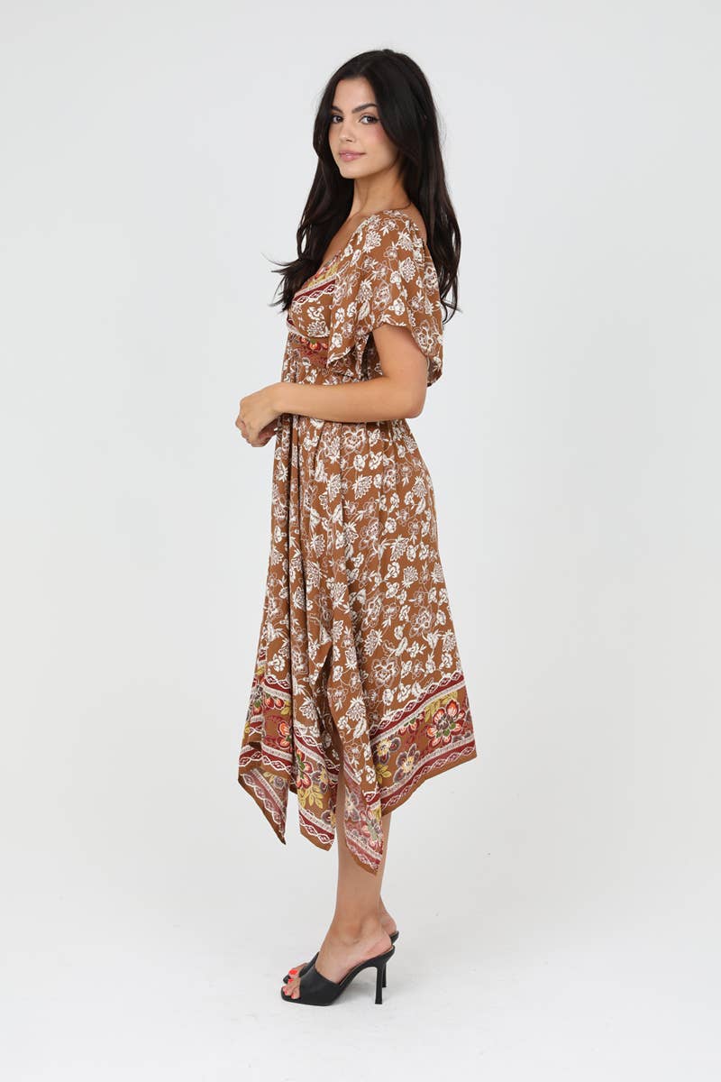 F4K43-FR12 TWIST FRONT HANKY HEM DRESS: F4K43-FR12
