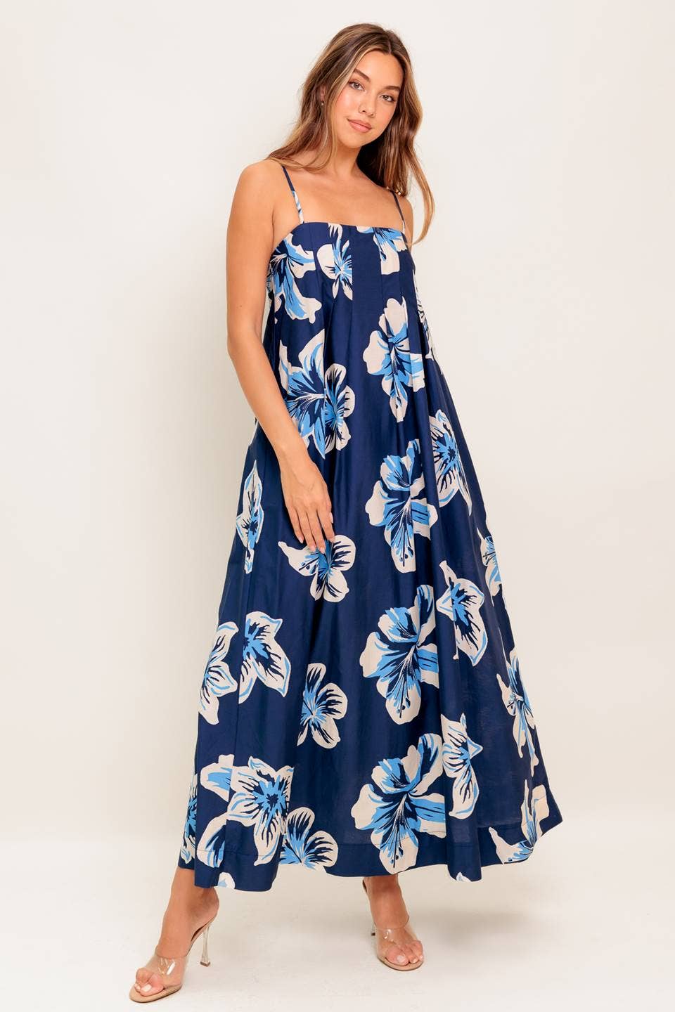 A printed woven maxi dress - ID22797: NAVY