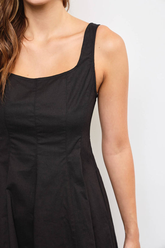 MAXI A-LINE DRESS: Black / S23952