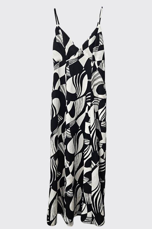 Printed Maxi Dress: Black/Cream / IM8515
