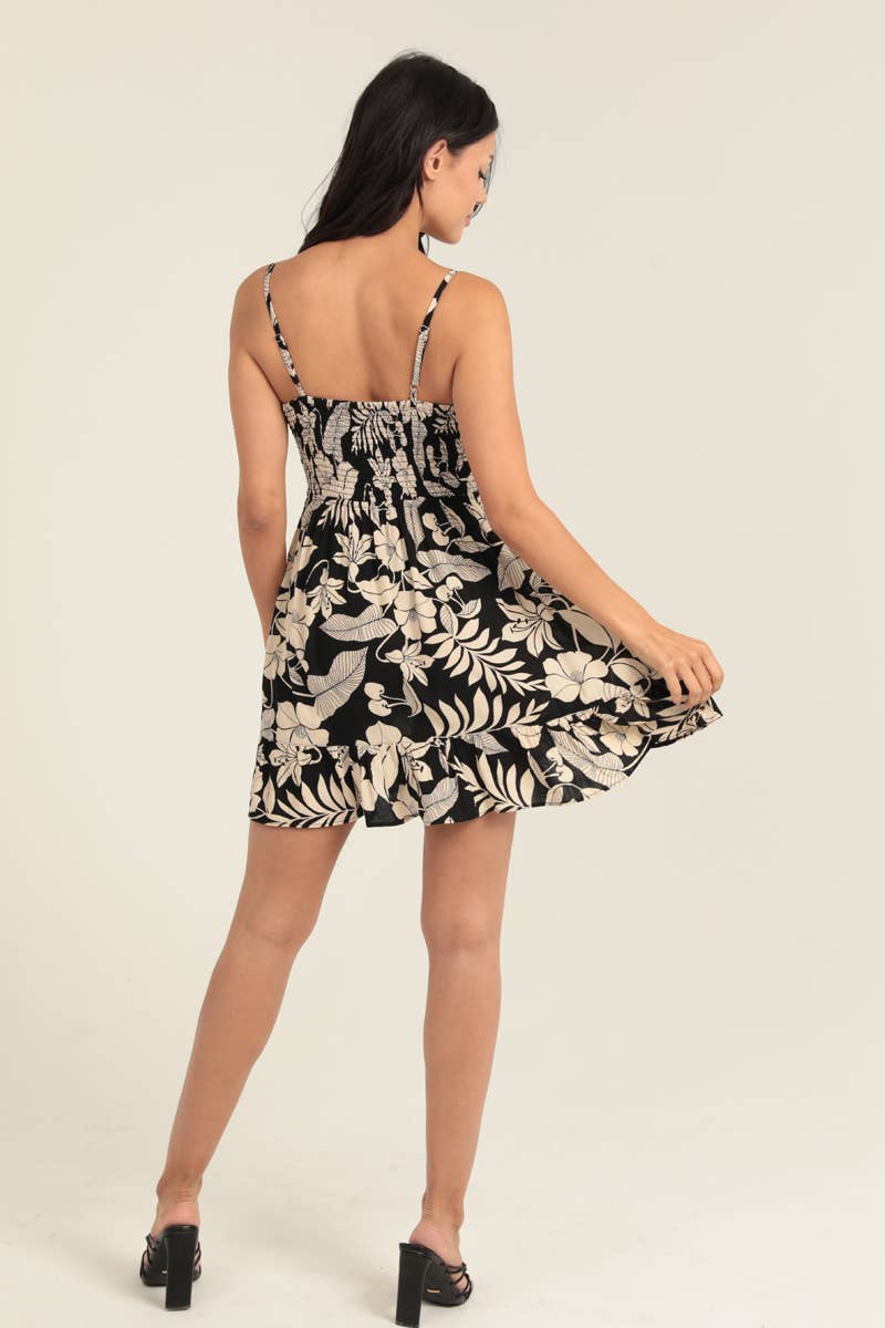 C4F49-A920 ADJUSTABLE TIE FRONT PEEK A BOO SUNDRESS