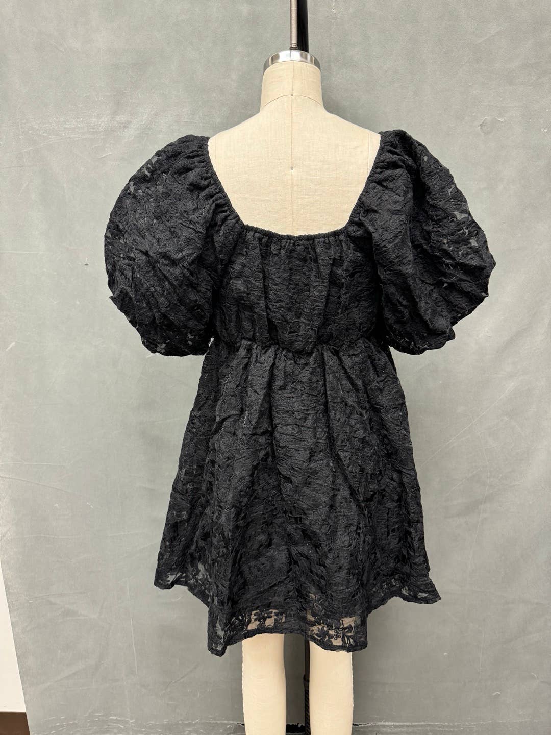 EMBROIDERED ORGANZA MINI DRESS: Black / BD5857