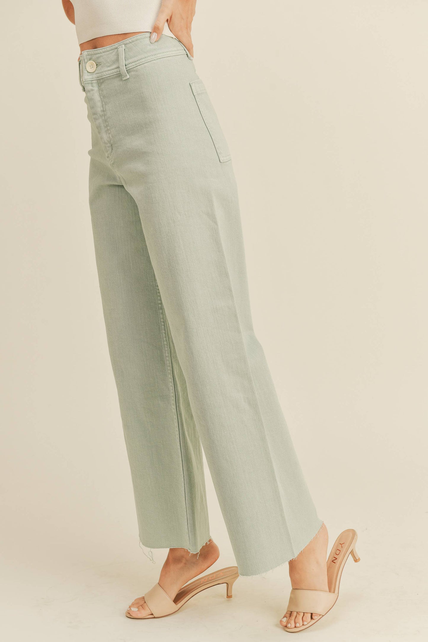 MMP623 STRAIGHT WIDE LEG DENIM PANTS: DENIM