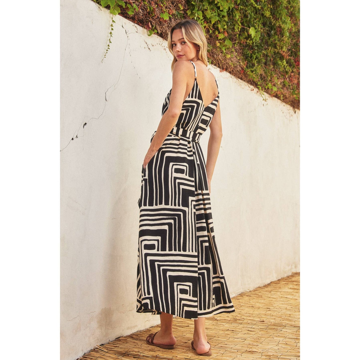 Runaway Extra Flared Maxi Dress: SAGE/CREAM / FD11448-CP440_1