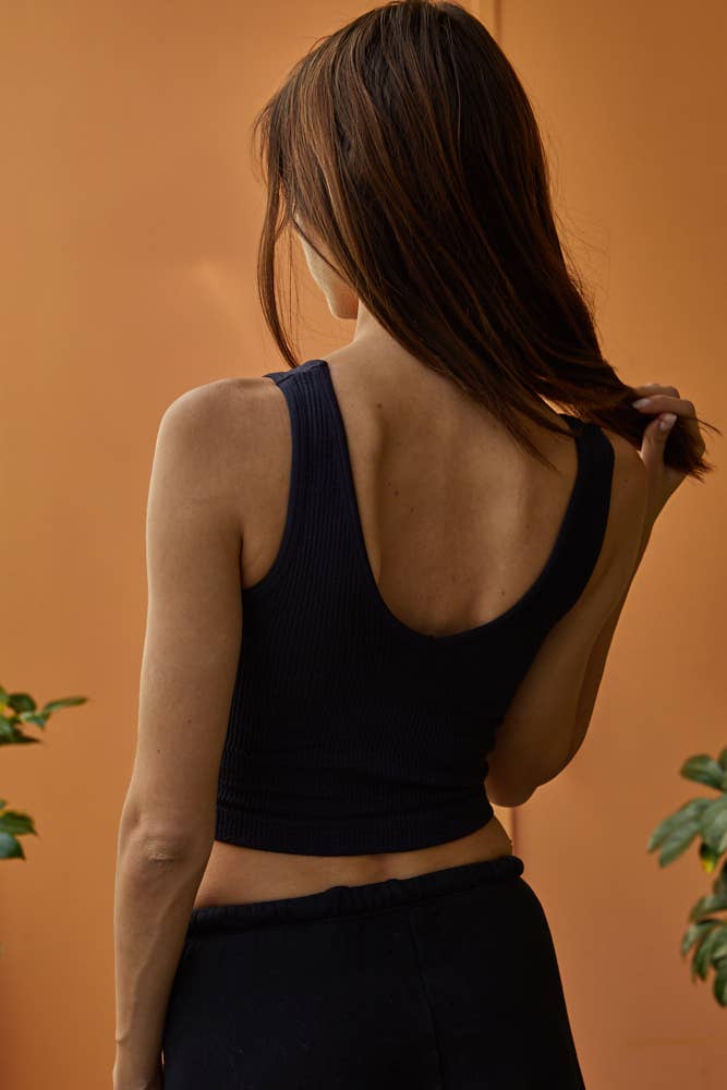 S1050N | Seamless Sleeveless UV Neck Reversible Tank Top : Olive Gold
