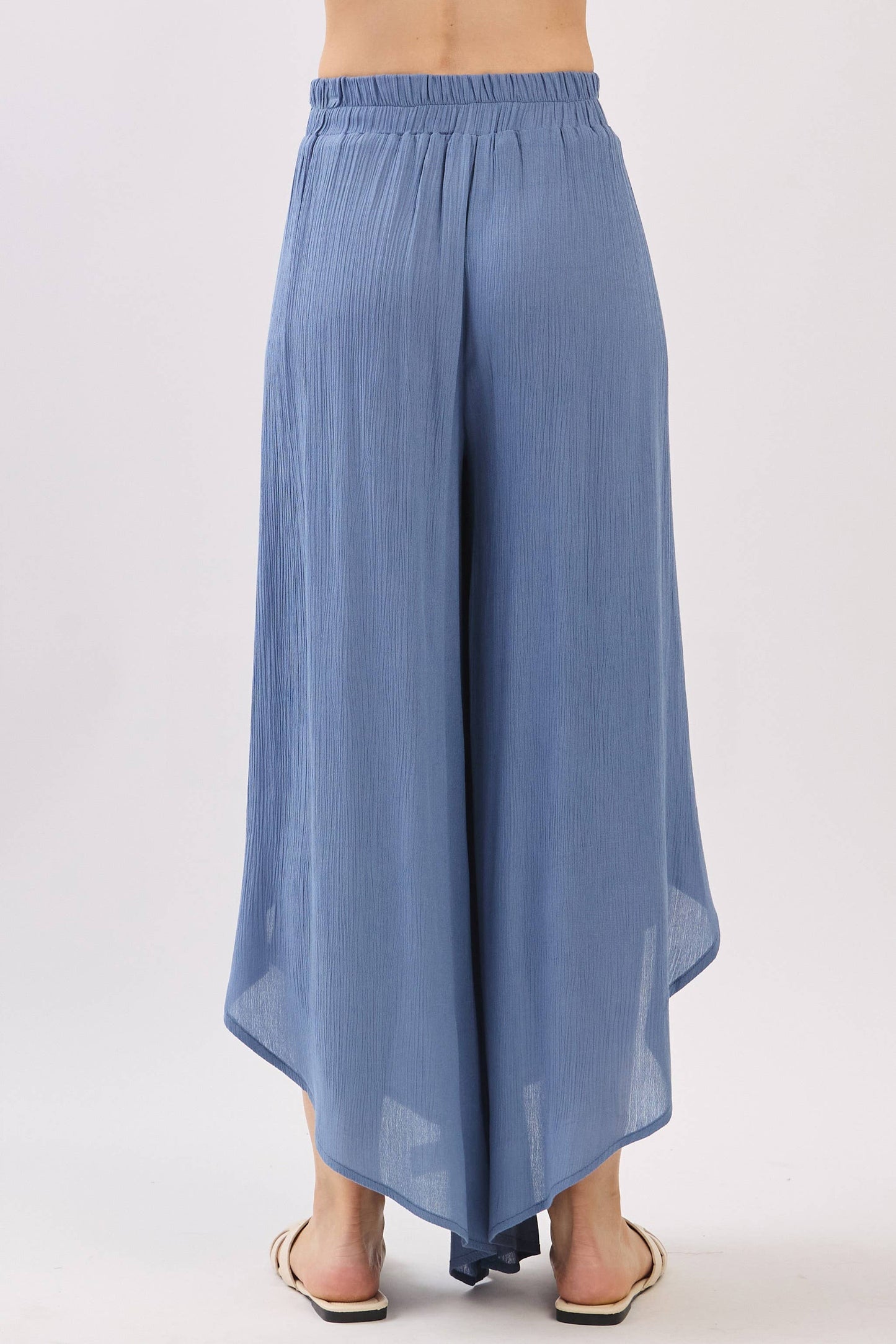 Overlap Detail Wide Leg Pants - NP70175: Vintage Denim