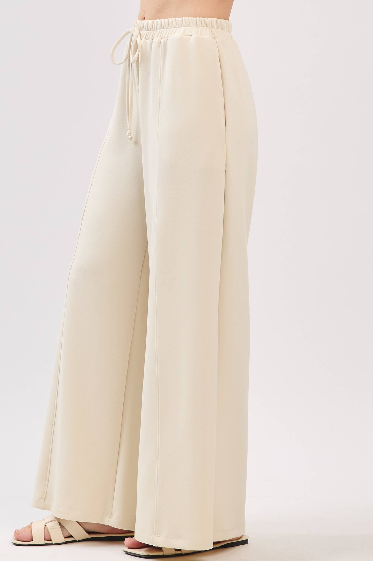Modal Jersey Wide Leg Pants - NP70337: Stone